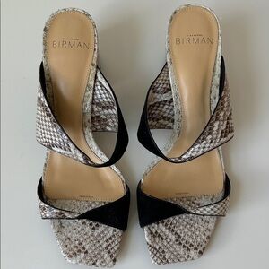 Alexandre Birman Black and Brown Snakeskin Sandals